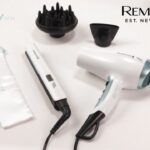 Experiență de Îngrijire de Lux cu Setul Cadou Remington Shine Therapy S8500GP - Placă de Îndreptat Părul și Uscător de Păr