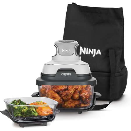 Friteuza cu aer cald portabila Ninja CRISPi FN102EU, 4 in 1, 1700 W, recipiente din sticla 3, 8 L si 1, 4 L, alb, termen livrare 7-8 zile